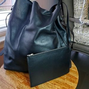 Black Leather All Saints Bucket Boho Bag 👜